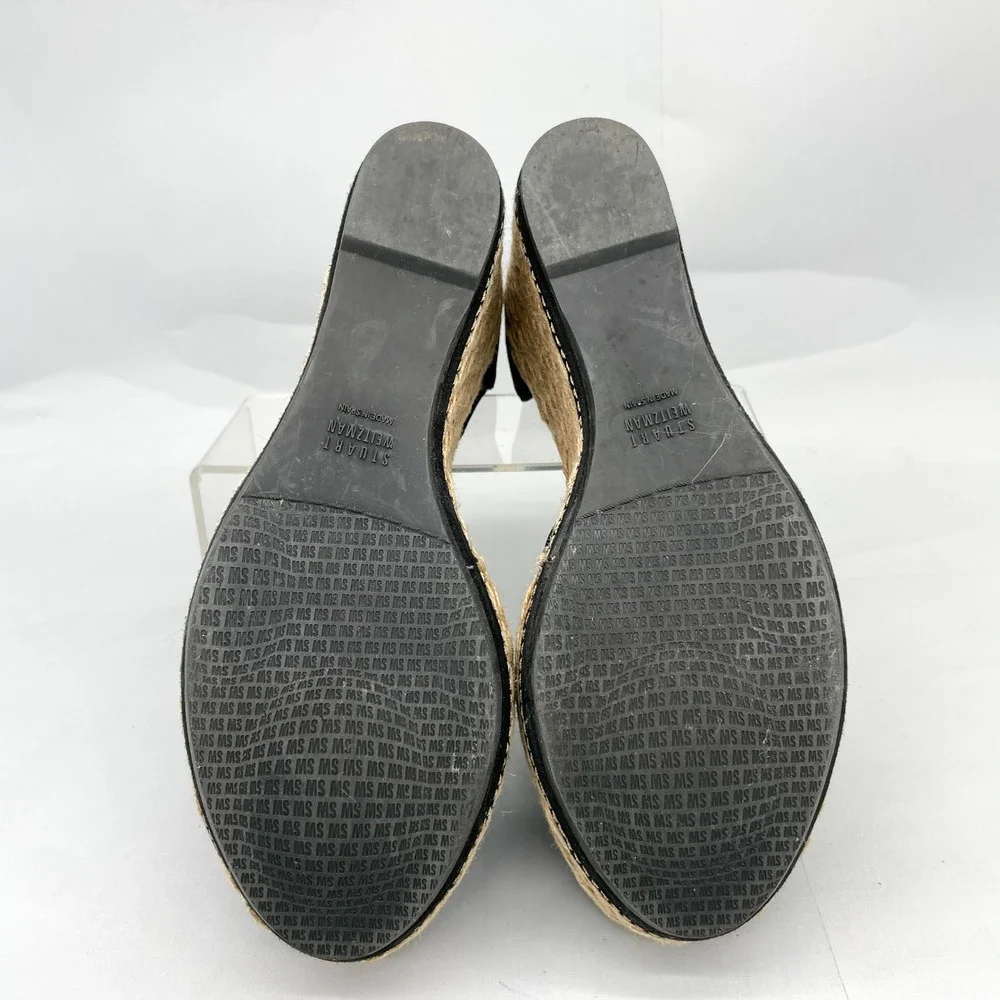 Stuart Weitztman Womens 9.5 M Black Suede Espadrille Wedge Sandals Platform Boho - Picture 11 of 12